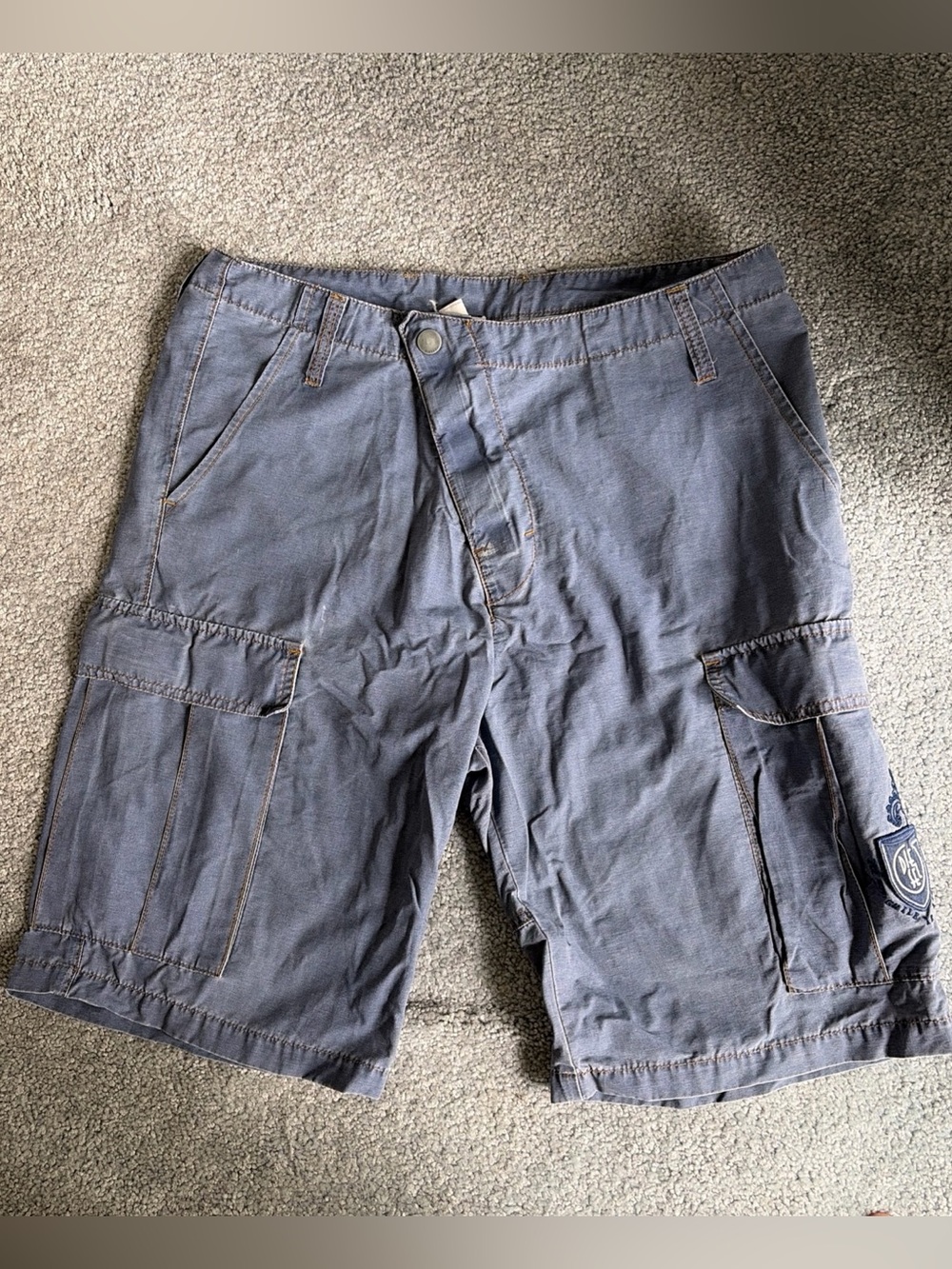 Vintage Diesel Cargo Shorts Blue Nylon/Cotton Blend Asymmetric  Closure M